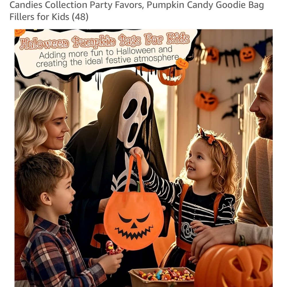Amazon Pumpkin Candy Goodie Bags - Orange and Black 48 piece per pack - Picture 5 of 10